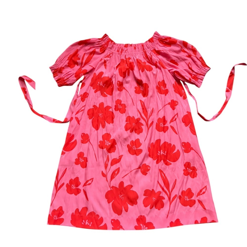 NWOT Mersea Ibiza two tone pink floral gathered neckline dress size small . - Picture 5 of 8